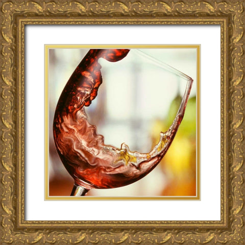 Red Wine Pour Gold Ornate Wood Framed Art Print with Double Matting by Seidman, Barry