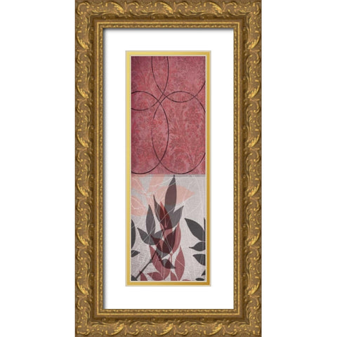Red Leaf Gold Ornate Wood Framed Art Print with Double Matting by Dyer, Beverly