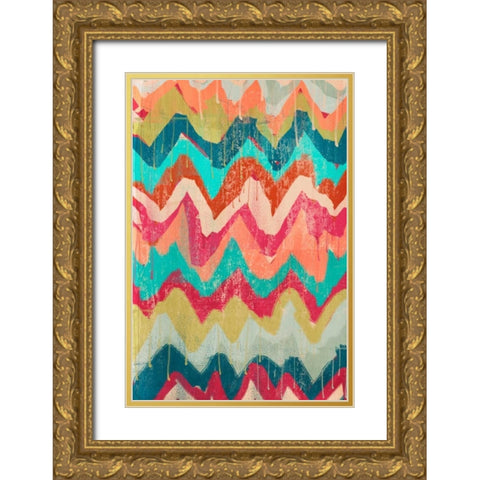 Hot Chevrons 1 Gold Ornate Wood Framed Art Print with Double Matting by Alvarez, Cynthia