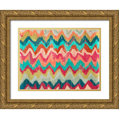 Chevrons Gold Ornate Wood Framed Art Print with Double Matting by Alvarez, Cynthia