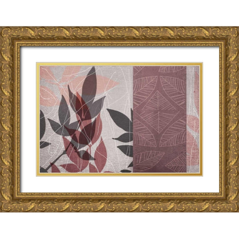 Red Leaf Gold Ornate Wood Framed Art Print with Double Matting by Dyer, Beverly