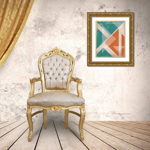 Triangles 1 Gold Ornate Wood Framed Art Print with Double Matting by Alvarez, Cynthia