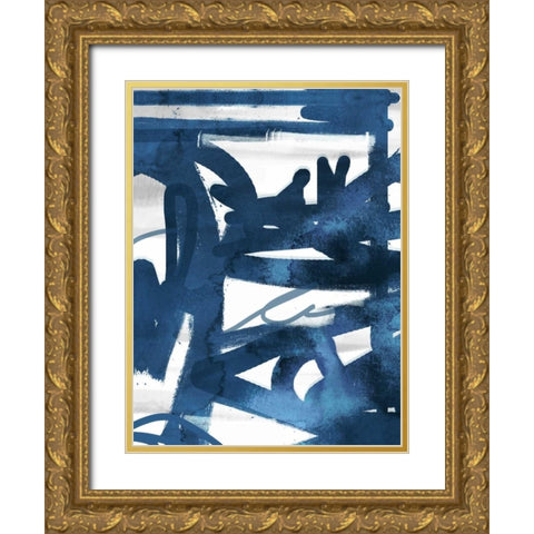 Indigo Graff 1 Gold Ornate Wood Framed Art Print with Double Matting by Alvarez, Cynthia