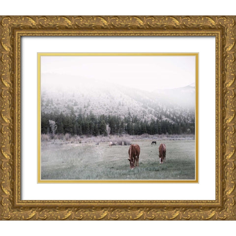 Grazing Gold Ornate Wood Framed Art Print with Double Matting by Alvarez, Cynthia