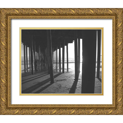 Under The Pier black and White Gold Ornate Wood Framed Art Print with Double Matting by Alvarez, Cynthia