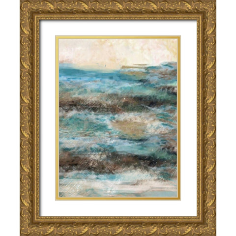 Waves 02 Gold Ornate Wood Framed Art Print with Double Matting by Alvarez, Cynthia