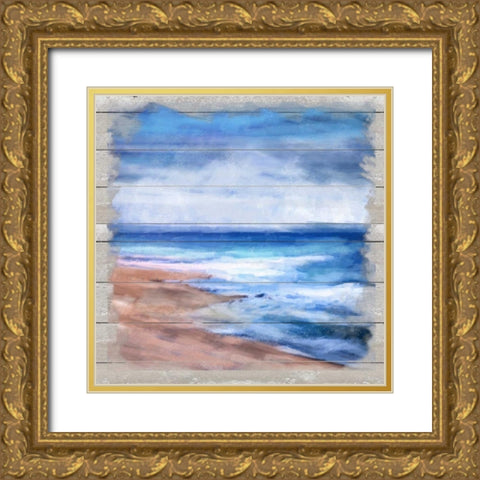 Beach High Tide Gold Ornate Wood Framed Art Print with Double Matting by Alvarez, Cynthia