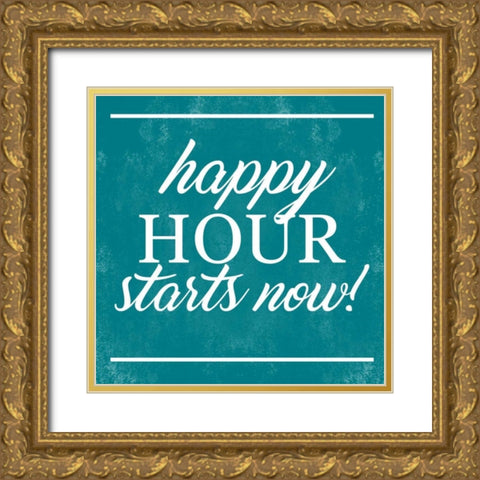 Happy Hour Begins Gold Ornate Wood Framed Art Print with Double Matting by Alvarez, Cynthia