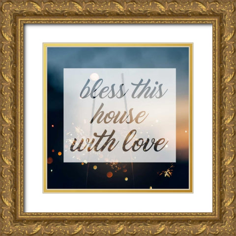Bless This House Gold Ornate Wood Framed Art Print with Double Matting by Alvarez, Cynthia