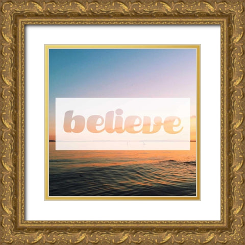 Believe Gold Ornate Wood Framed Art Print with Double Matting by Alvarez, Cynthia
