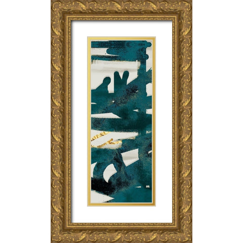 Teal and Flare B Gold Ornate Wood Framed Art Print with Double Matting by Alvarez, Cynthia