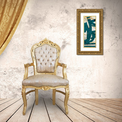 Teal and Flare C Gold Ornate Wood Framed Art Print with Double Matting by Alvarez, Cynthia