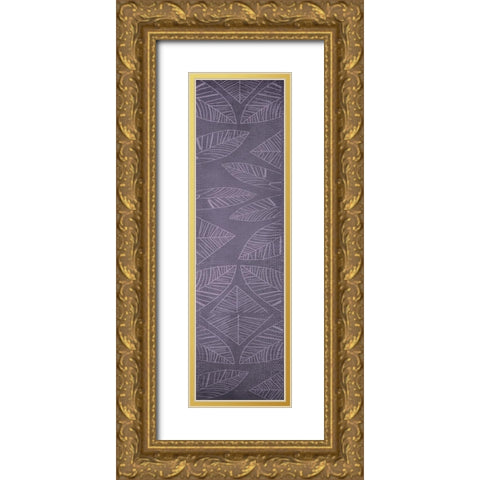 Vibrant Purple Leaf Panel 1 Gold Ornate Wood Framed Art Print with Double Matting by Dyer, Beverly