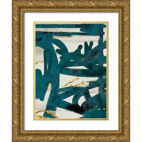 Teal and Flare 1 Gold Ornate Wood Framed Art Print with Double Matting by Alvarez, Cynthia