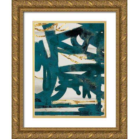 Teal and Flare 2 Gold Ornate Wood Framed Art Print with Double Matting by Alvarez, Cynthia