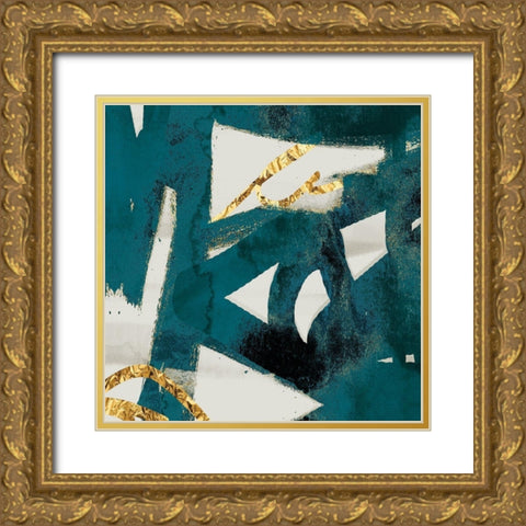Teal and Flare Square B Gold Ornate Wood Framed Art Print with Double Matting by Alvarez, Cynthia