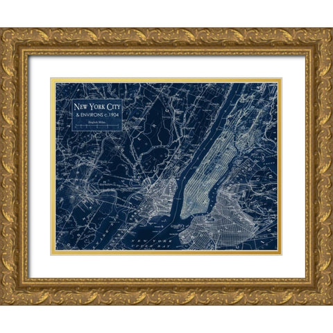 Environs NYC Gold Ornate Wood Framed Art Print with Double Matting by Stevens, Carole