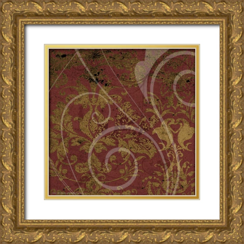 Brandy Wine Scroll Gold Ornate Wood Framed Art Print with Double Matting by Stevens, Carole