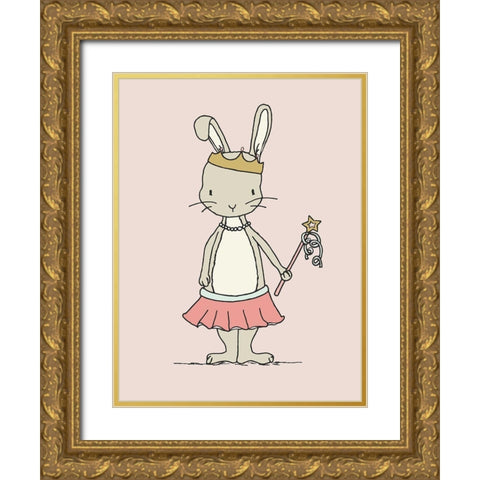 Bunny Princess Gold Ornate Wood Framed Art Print with Double Matting by Sweet Melody Designs