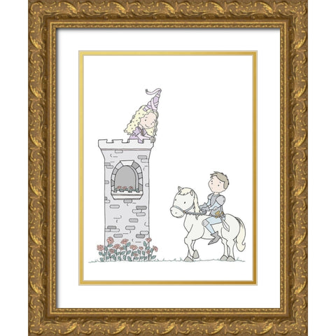 Princess Royal Rescue Gold Ornate Wood Framed Art Print with Double Matting by Sweet Melody Designs