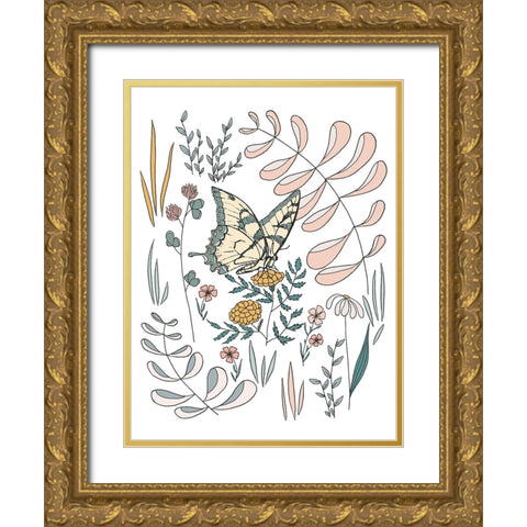 Butterfly PollinatorButterfly Pollinator Gold Ornate Wood Framed Art Print with Double Matting by Sweet Melody Designs