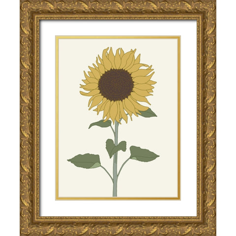 Sunflower 1 Gold Ornate Wood Framed Art Print with Double Matting by Sweet Melody Designs