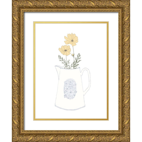 Flower Pitcher Gold Ornate Wood Framed Art Print with Double Matting by Sweet Melody Designs