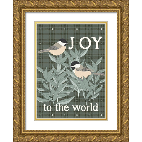 Chickadee Joy Gold Ornate Wood Framed Art Print with Double Matting by Sweet Melody Designs