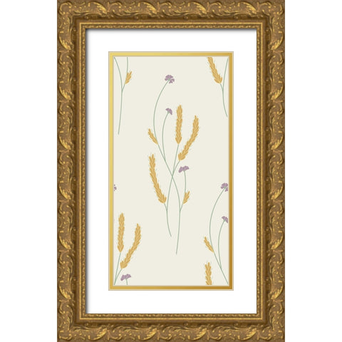 Wildflowers Block Pattern Gold Ornate Wood Framed Art Print with Double Matting by Sweet Melody Designs