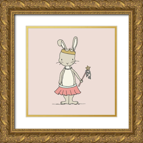 Bunny Princess Gold Ornate Wood Framed Art Print with Double Matting by Sweet Melody Designs