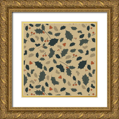 Happy Holly 1 Gold Ornate Wood Framed Art Print with Double Matting by Sweet Melody Designs