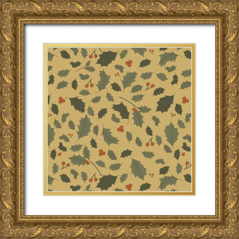 Happy Holly 2 Gold Ornate Wood Framed Art Print with Double Matting by Sweet Melody Designs