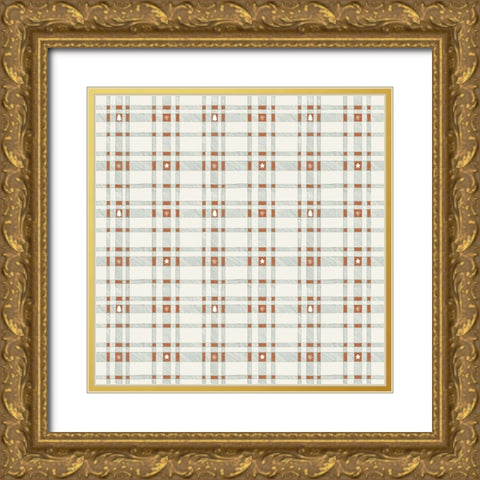 Merry Plaid Pattern 1 V2 Gold Ornate Wood Framed Art Print with Double Matting by Sweet Melody Designs