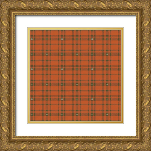 Merry Plaid Pattern 2 Gold Ornate Wood Framed Art Print with Double Matting by Sweet Melody Designs
