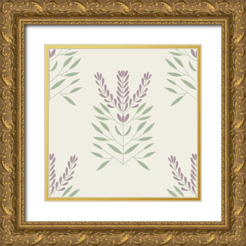 Lavendar Block Pattern 1 Gold Ornate Wood Framed Art Print with Double Matting by Sweet Melody Designs