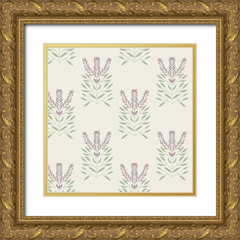 Lavendar Block Pattern 2 Gold Ornate Wood Framed Art Print with Double Matting by Sweet Melody Designs