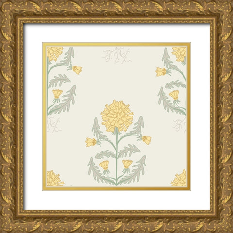 Dandelion Block Pattern 1 Gold Ornate Wood Framed Art Print with Double Matting by Sweet Melody Designs