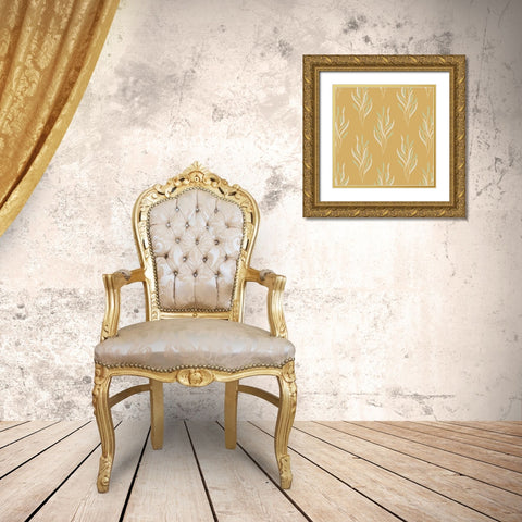 Wild Grass Block Pattern Gold Ornate Wood Framed Art Print with Double Matting by Sweet Melody Designs