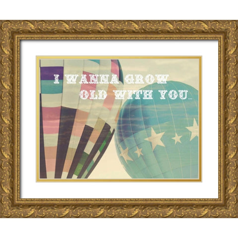 Grow Old Balloons Gold Ornate Wood Framed Art Print with Double Matting by Davis Ashley