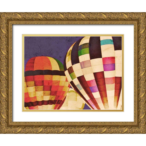 Three Hot Air Balloons Gold Ornate Wood Framed Art Print with Double Matting by Davis Ashley