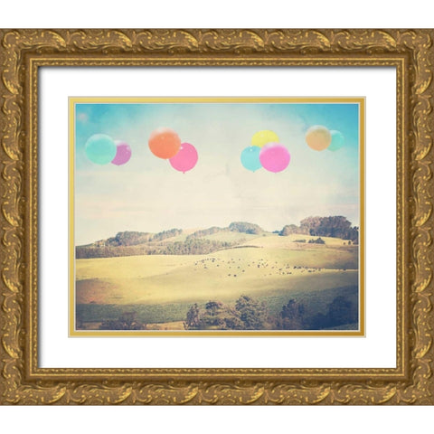Balloons Over the Country Gold Ornate Wood Framed Art Print with Double Matting by Davis Ashley