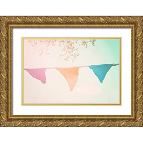 Vintage bunting hot. Gold Ornate Wood Framed Art Print with Double Matting by Davis Ashley