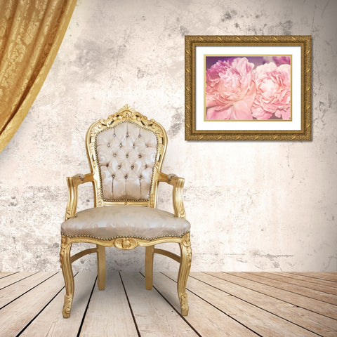 Pink Peony Gold Ornate Wood Framed Art Print with Double Matting by Davis Ashley