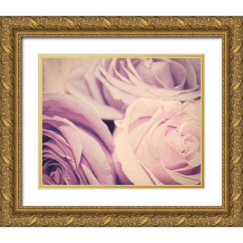 Purple vintage roses Gold Ornate Wood Framed Art Print with Double Matting by Davis Ashley