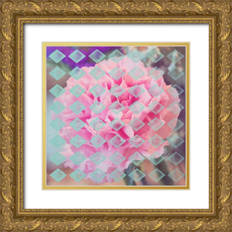 Pink Flower diamonds Gold Ornate Wood Framed Art Print with Double Matting by Davis Ashley