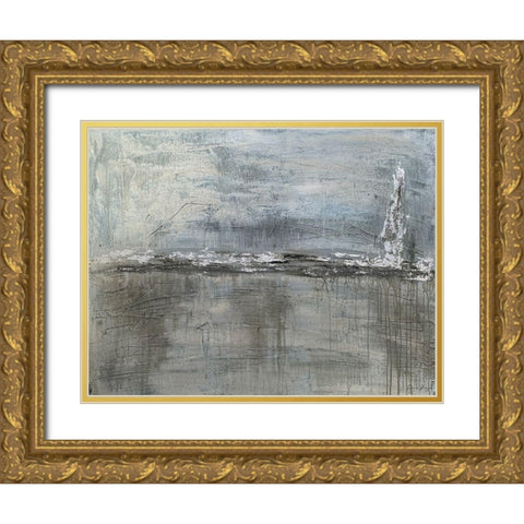 Metallic Landscape with Silver Leaf Gold Ornate Wood Framed Art Print with Double Matting by Brown, Denise