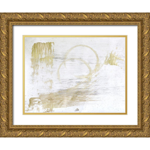 Rings and Strokes 1 Gold Ornate Wood Framed Art Print with Double Matting by Brown, Denise