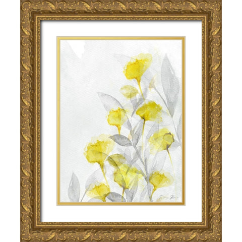 Modern Poppies 2  Gold Ornate Wood Framed Art Print with Double Matting by Brown, Denise