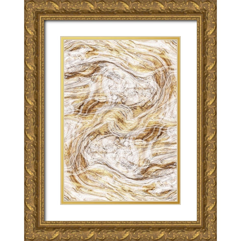 Organic Pour 1 Gold Ornate Wood Framed Art Print with Double Matting by Brown, Denise
