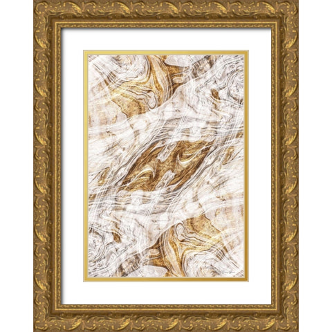 Organic Pour 2 Gold Ornate Wood Framed Art Print with Double Matting by Brown, Denise